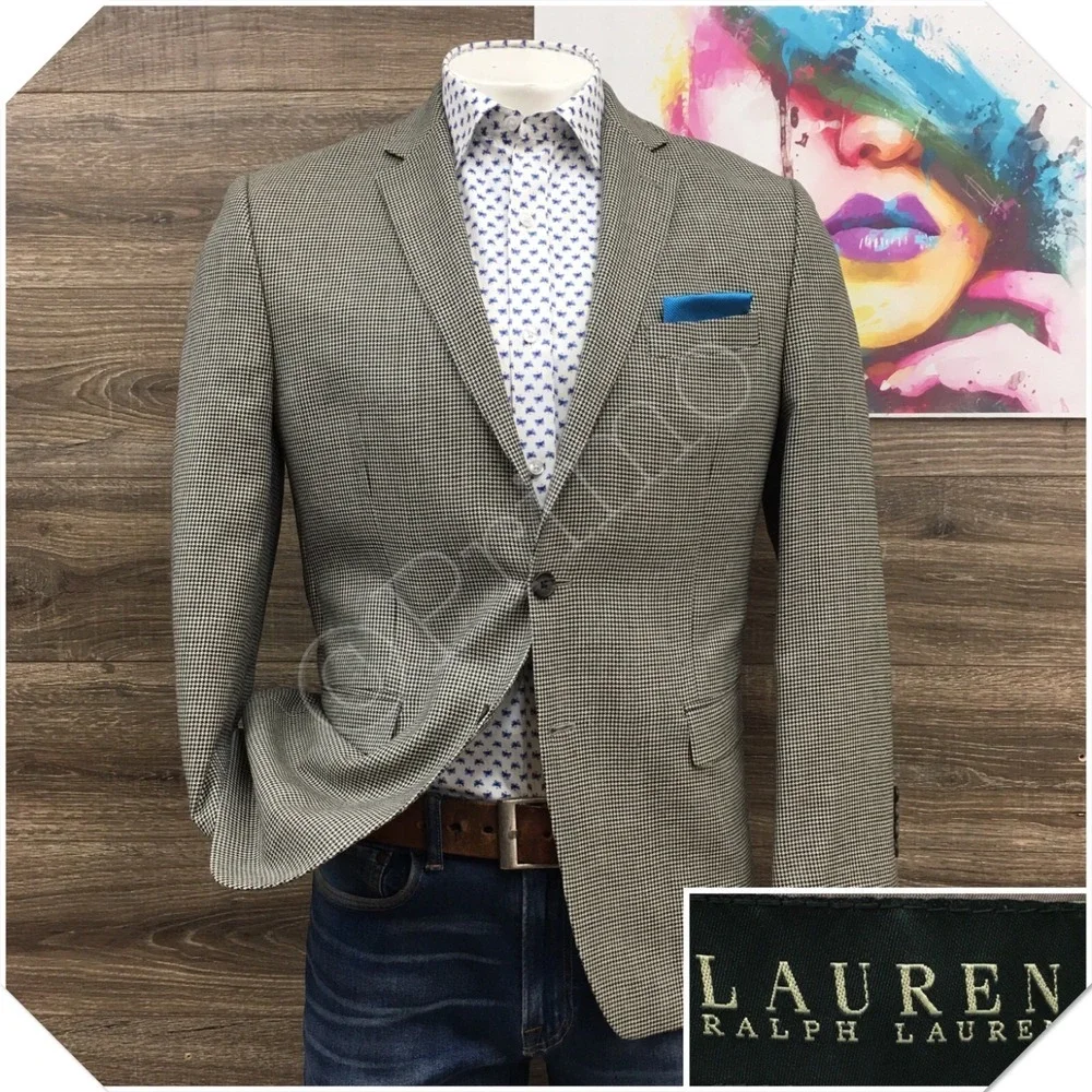 RALPH LAUREN Men Wool Silk Blazer Sport Coat Casual Jacket Size 40R Classic Suit